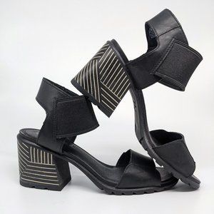 Sorel Nadia Sandal Block Heel Black/White